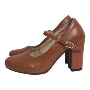 Casual Block High Heels Ankle Strap Pumps